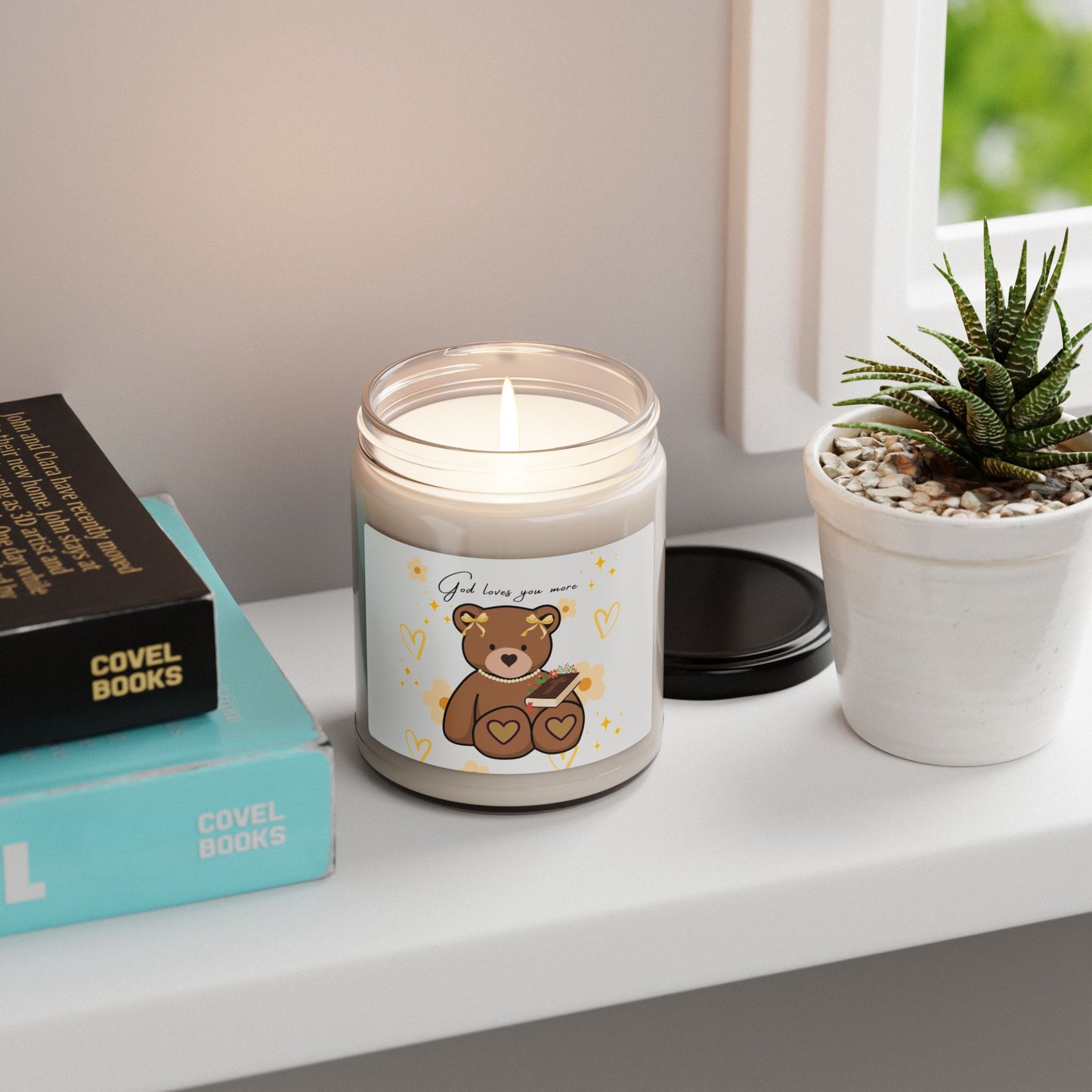 God loves you more Candle with Adorable Bear