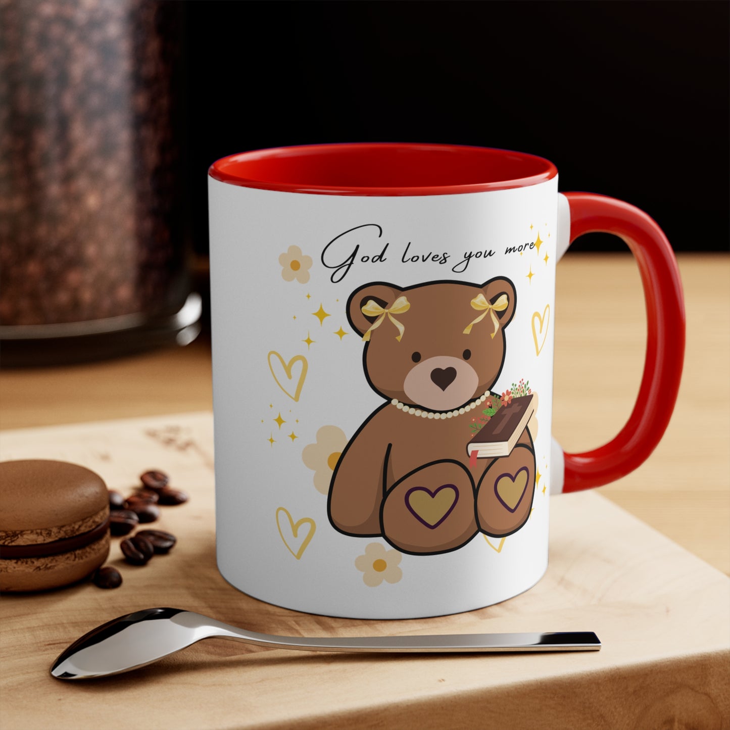 Mug - God Loves You Teddy Bear Holding Bible