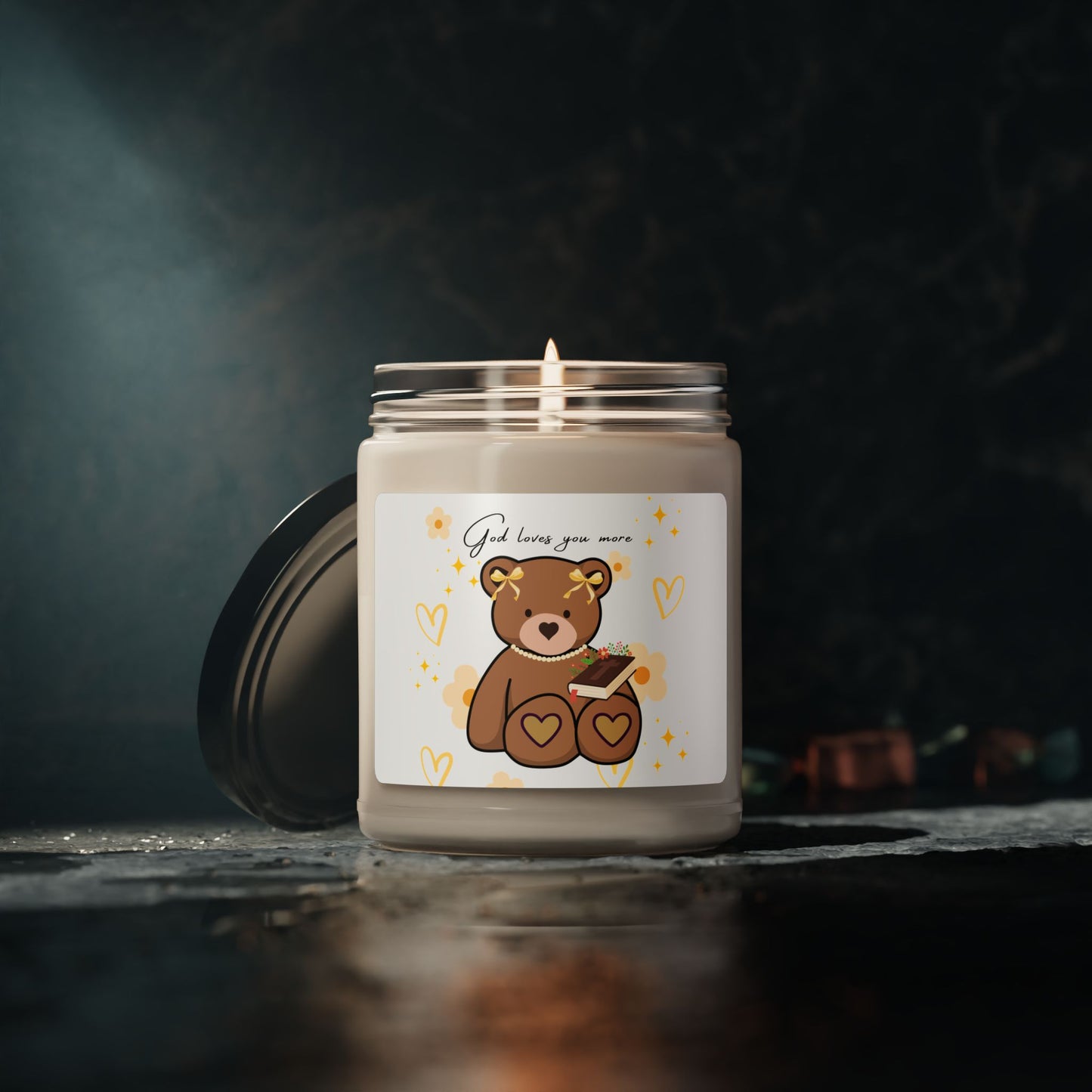 God loves you more Candle with Adorable Bear