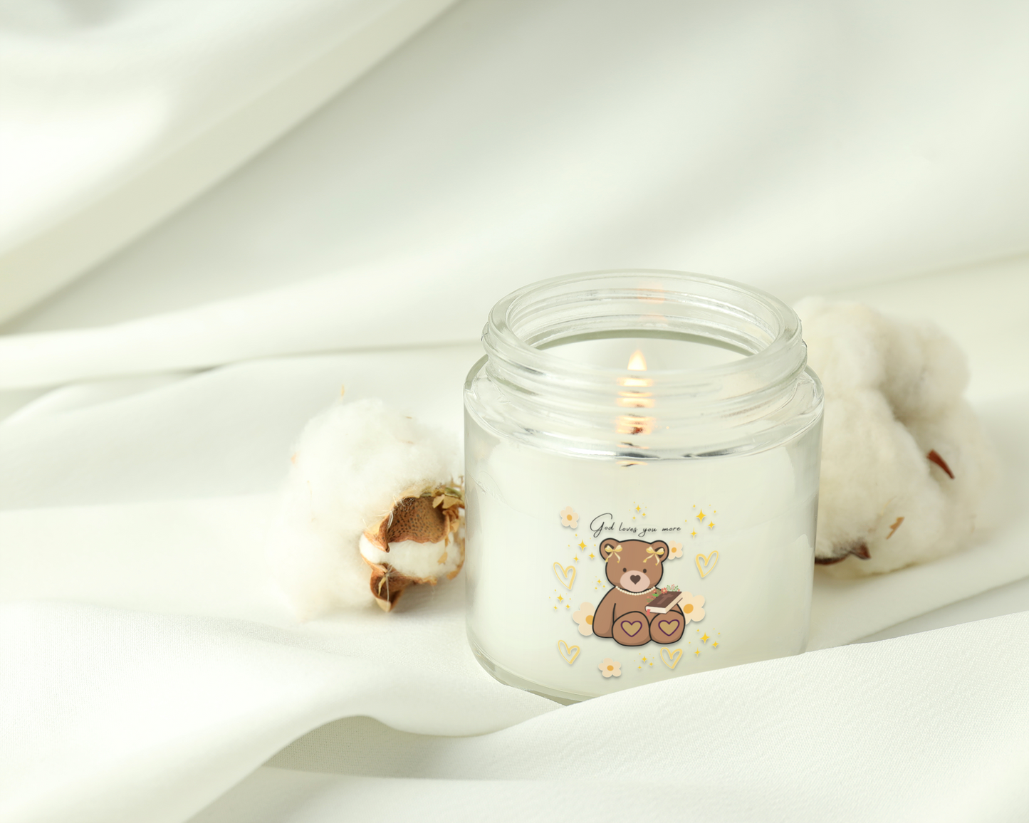 God loves you more Candle with Adorable Bear