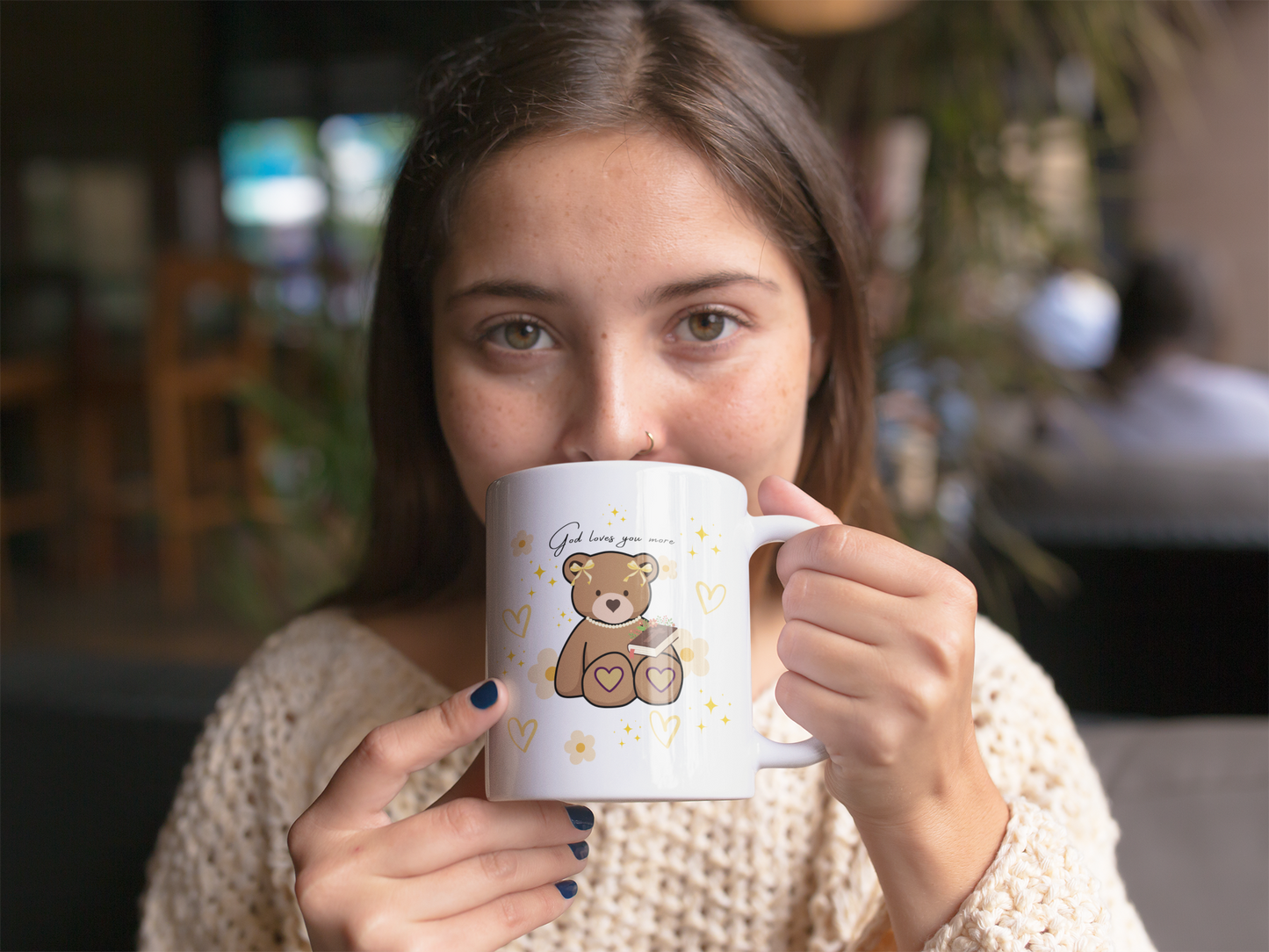 Mug - God Loves You Teddy Bear Holding Bible