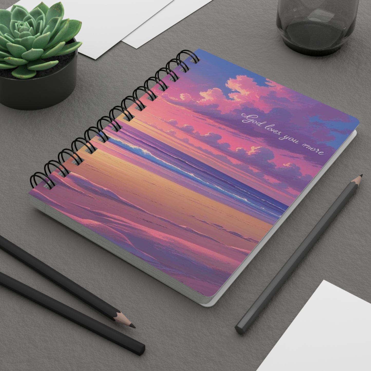 Spiral Journal - God Loves You More Sunset Notebook
