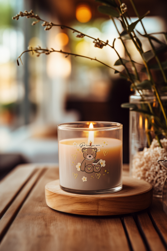 God loves you more Candle with Adorable Bear