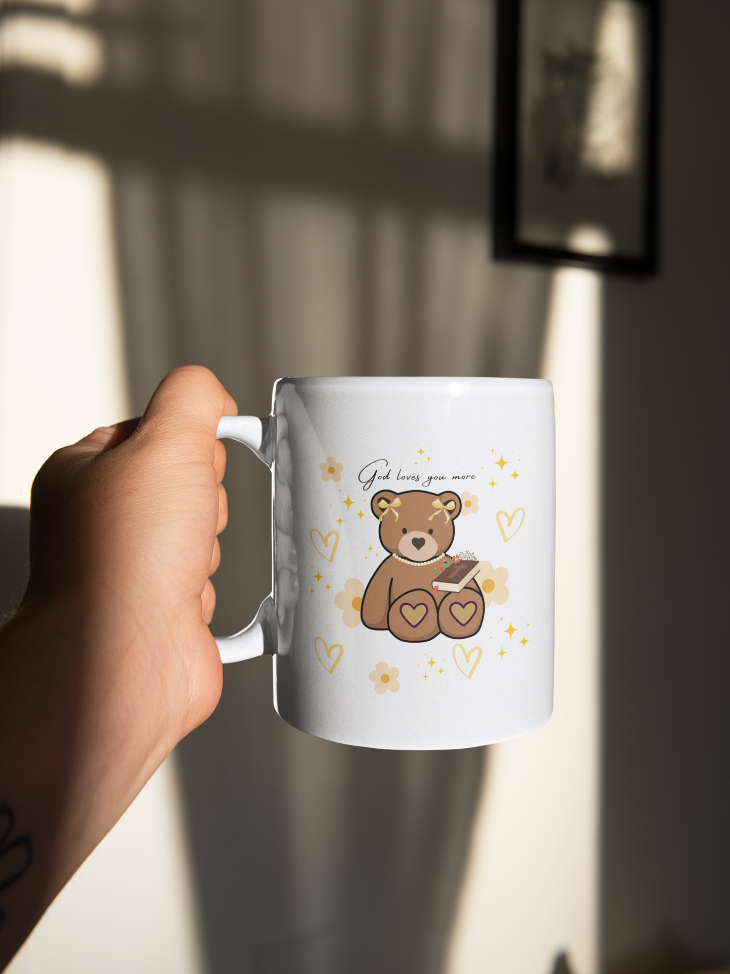 Mug - God Loves You Teddy Bear Holding Bible